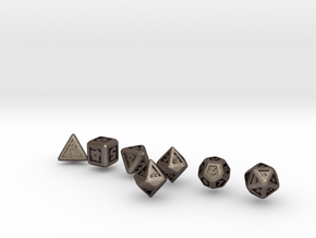 FUTURISTIC GESTALT dice in Polished Bronzed Silver Steel