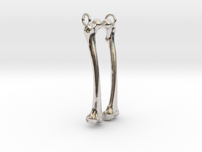 Femur Earring Pair in Rhodium Plated Brass