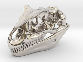 Allosaurus Skull in Rhodium Plated Brass