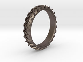 Tractor Tire Size 5 in Polished Bronzed Silver Steel