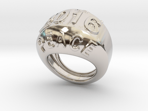2016 Ring Of Peace 16 - Italian Size 16 in Rhodium Plated Brass