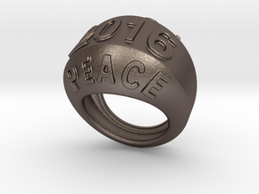 2016 Ring Of Peace 16 - Italian Size 16 in Polished Bronzed Silver Steel