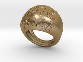 2016 Ring Of Peace 16 - Italian Size 16 in Polished Gold Steel