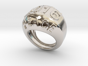 2016 Ring Of Peace 18 - Italian Size 18 in Rhodium Plated Brass