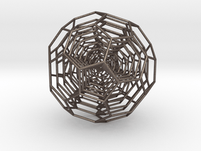 0380 7-Grid Truncated Icosahedron #All (18.5 cm) in Polished Bronzed Silver Steel