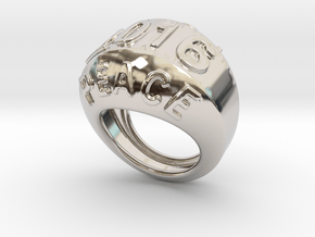 2016 Ring Of Peace 20 - Italian Size 20 in Rhodium Plated Brass