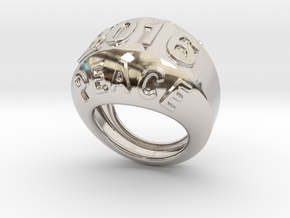 2016 Ring Of Peace 21 - Italian Size 21 in Rhodium Plated Brass