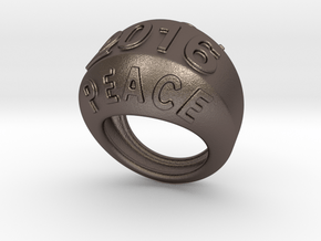 2016 Ring Of Peace 21 - Italian Size 21 in Polished Bronzed Silver Steel