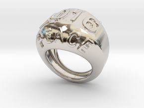 2016 Ring Of Peace 24 - Italian Size 24 in Rhodium Plated Brass