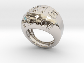 2016 Ring Of Peace 28 - Italian Size 28 in Rhodium Plated Brass