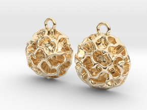 Fossil Acritarch Cymatiosphaera Earrings in 14k Gold Plated Brass