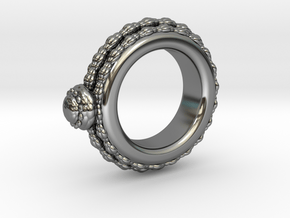 Alien Egg Ring Alfa Ver2 in Fine Detail Polished Silver