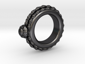 Alien Egg Ring Alfa Ver2 in Polished and Bronzed Black Steel