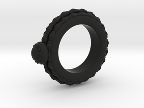 Alien Egg Ring Alfa Ver2 in Black Natural Versatile Plastic