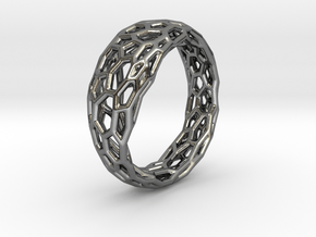 Voronoi ring 1.6cm(interior) in Polished Silver