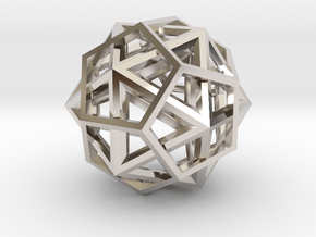 IcosoDodecahedron Thick - 3.5cm in Rhodium Plated Brass