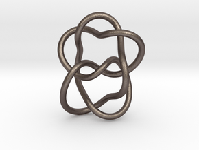0382 Hyperbolic Knot K6.33 cm:2.30x, 4.22y, 3.53z in Polished Bronzed Silver Steel
