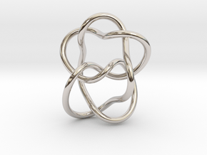 0382 Hyperbolic Knot K6.33 cm:2.30x, 4.22y, 3.53z in Rhodium Plated Brass
