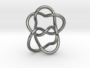 0382 Hyperbolic Knot K6.33 cm:2.30x, 4.22y, 3.53z in Fine Detail Polished Silver