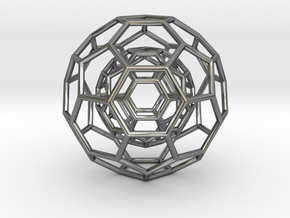 0378 2-Grid Truncated Icosahedron #1#2 (6.3cm) in Fine Detail Polished Silver