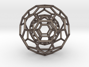 0378 2-Grid Truncated Icosahedron #1#2 (6.3cm) in Polished Bronzed Silver Steel