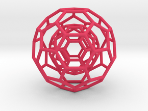 0378 2-Grid Truncated Icosahedron #1#2 (6.3cm) in Pink Processed Versatile Plastic