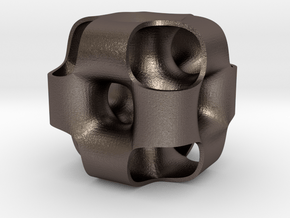 Ported Cube in Polished Bronzed Silver Steel