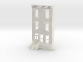 HO SCALE ROW HOME FRONT 3S  in White Natural Versatile Plastic