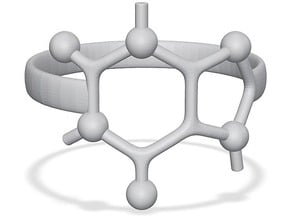 Caffeine molecule ring - Size 8  in Polished Bronze