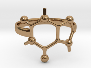 Caffeine molecule ring - Size 8  in Polished Brass