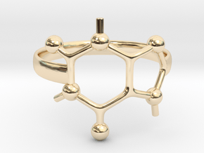 Caffeine molecule ring - Size 8  in 14k Gold Plated Brass