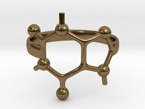 Caffeine Molecule ring - size 6 in Polished Bronze