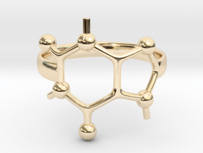Caffeine Molecule ring - size 6 in 14k Gold Plated Brass
