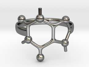 Caffeine Molecule ring - Size 7  in Fine Detail Polished Silver