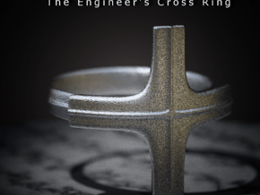 The Engineer's Cross Ring in Polished Bronzed Silver Steel