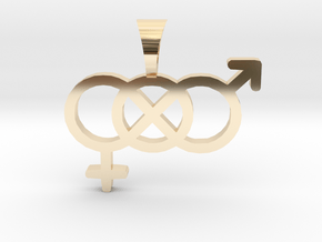 Smaller Genderfluid / Genderqueer Symbol Pendant in 14k Gold Plated Brass