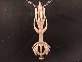 Key Sword Necklace Pendant in Polished Bronzed Silver Steel