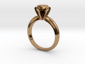 Diamond ring 'Big', size 7us (17,35mm) in Polished Brass