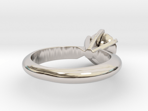 Diamond ring 'Big', Size 5 us (15.7mm) in Rhodium Plated Brass