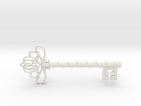 Skeleton Key with Celtic Knot in White Natural Versatile Plastic