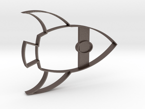 Rocketship Cookie Cutter in Polished Bronzed Silver Steel