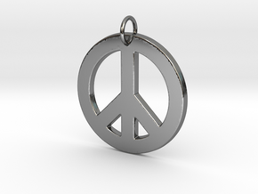 Peace Sign in Fine Detail Polished Silver
