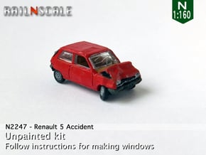 Renault 5 Accident (N 1:160) in Smooth Fine Detail Plastic
