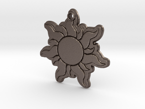 Disney Tangled Sun Flower Necklace Replica Pendant in Polished Bronzed Silver Steel