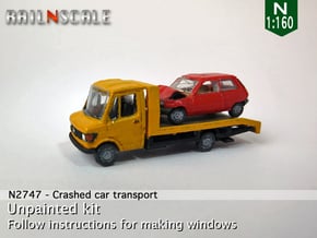SET Crashed Car Transport (N 1:160) in Smooth Fine Detail Plastic
