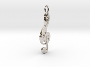 Treble Cle Necklace in Rhodium Plated Brass