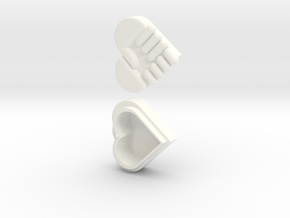 Hand Heart Pendant in White Processed Versatile Plastic