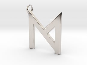 M in Rhodium Plated Brass