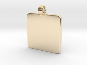 Your embossed pendant, square, 25mm in 14K Yellow Gold