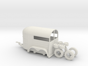 1/64th Tandem axle 13' long horse trailer in White Natural Versatile Plastic